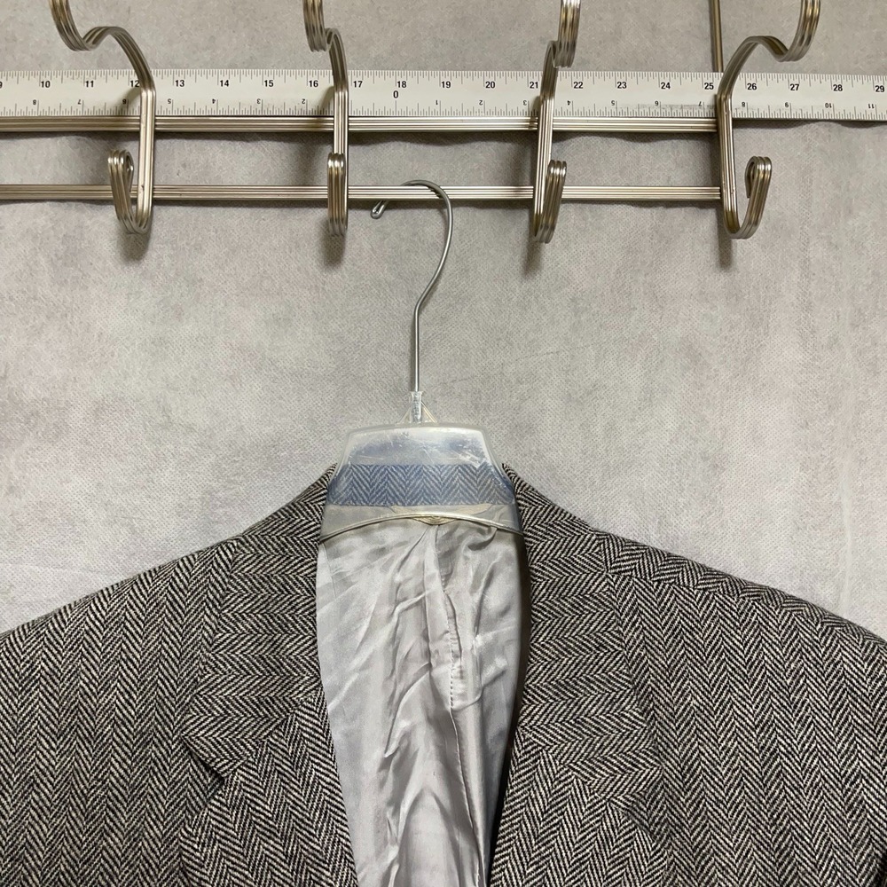 Holland & Sherry Blazer 50R Gray‎ Tweed Herringbone Savile Row Coat Bespoke Luxe